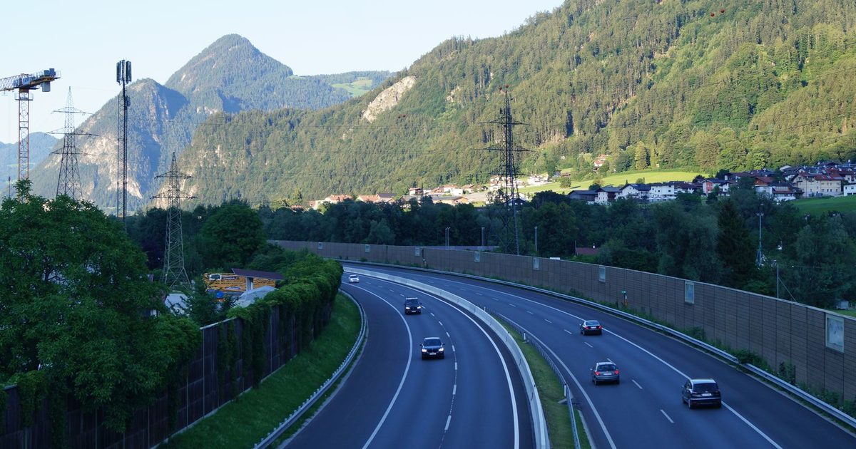 An Austrian highway winding through the mountains