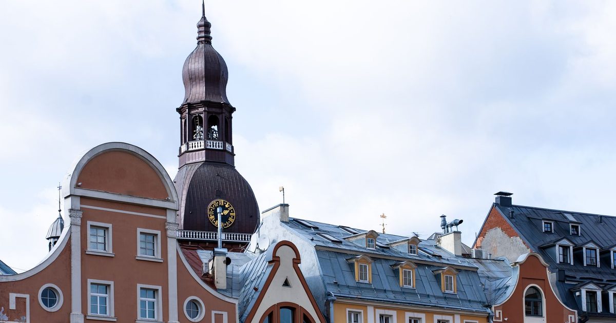Historic buildings and a tower in Riga's old town