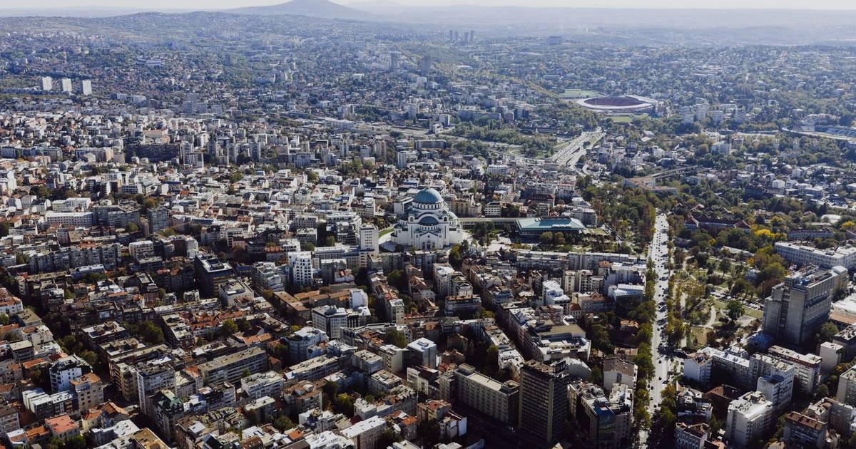 Belgrade from the air, with St. Sava Temple
