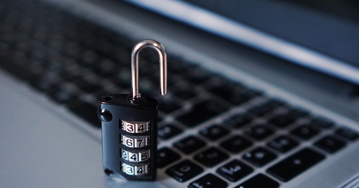 A padlock on a computer keyboard