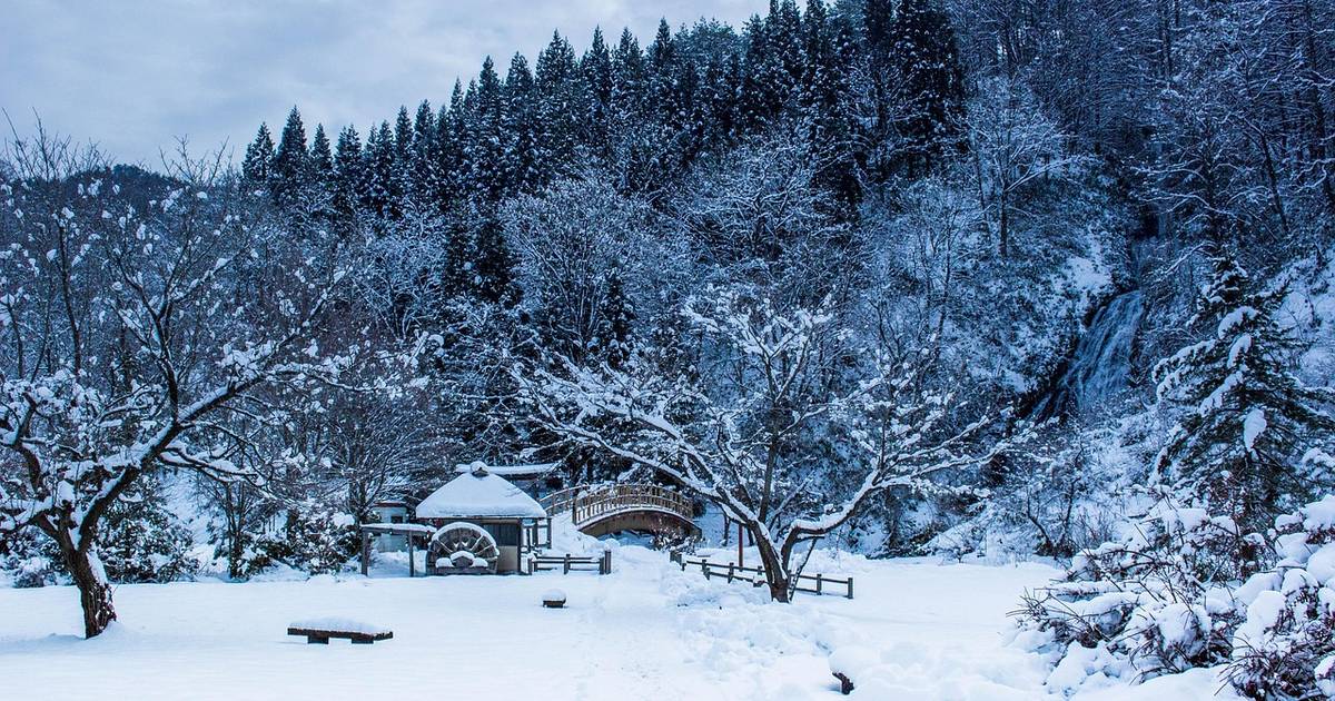 Heavy snow in the countryside, Akita, Japan
