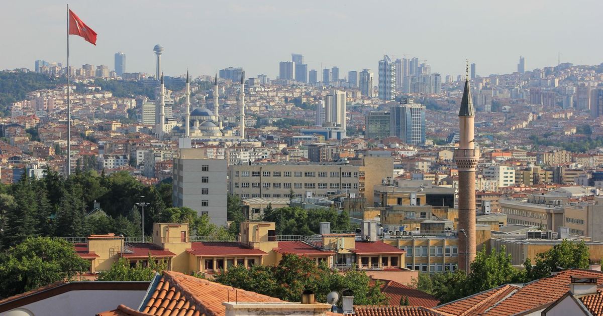 The Ankara skyline with Kocatepe Mosque and Atakule Tower