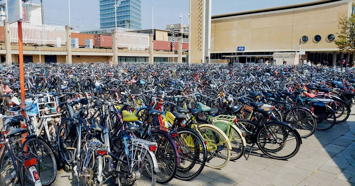 Bicycles parked outside Eindhoven central station, Netherlands