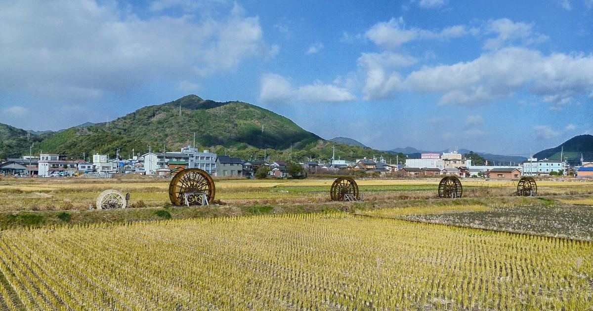 Farmland and mountains at Sukumo, Kochi, Japan