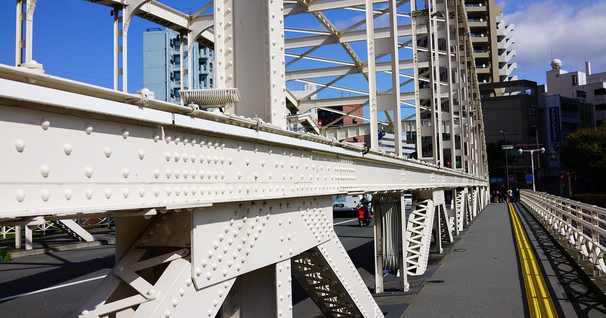 The Kaiunbashi iron bridge, Morioka, Japan